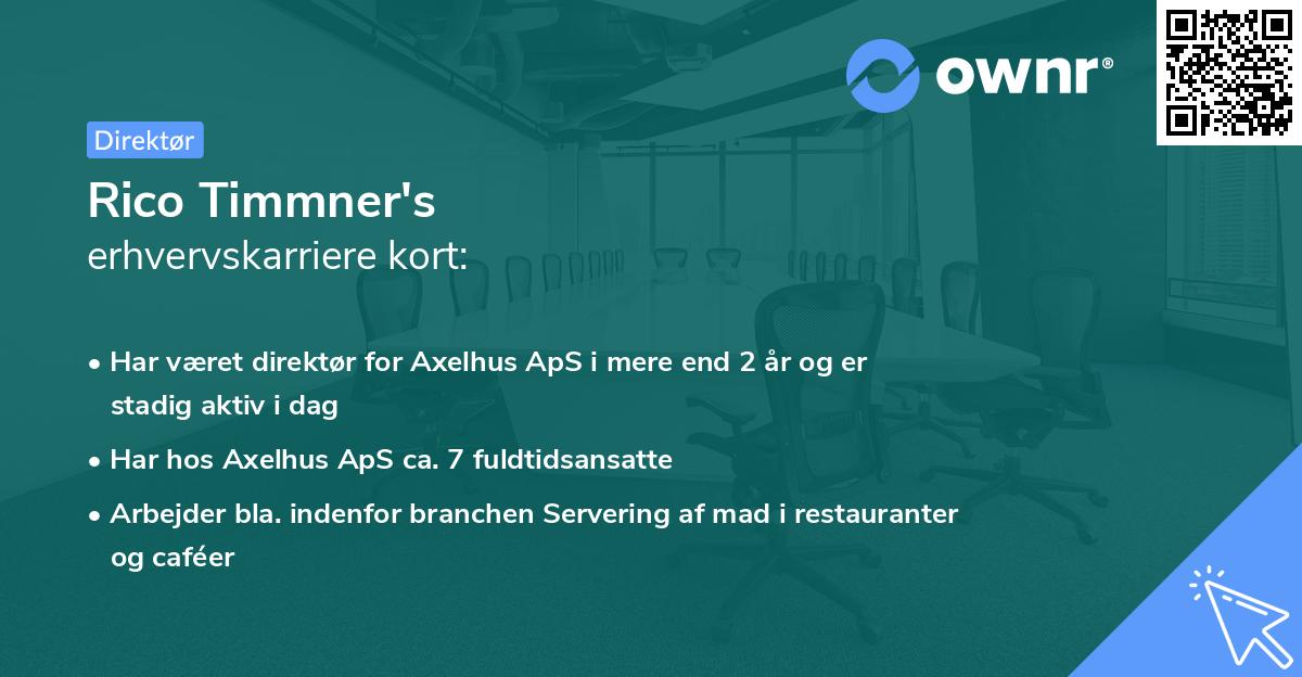 Rico Timmner's erhvervskarriere kort