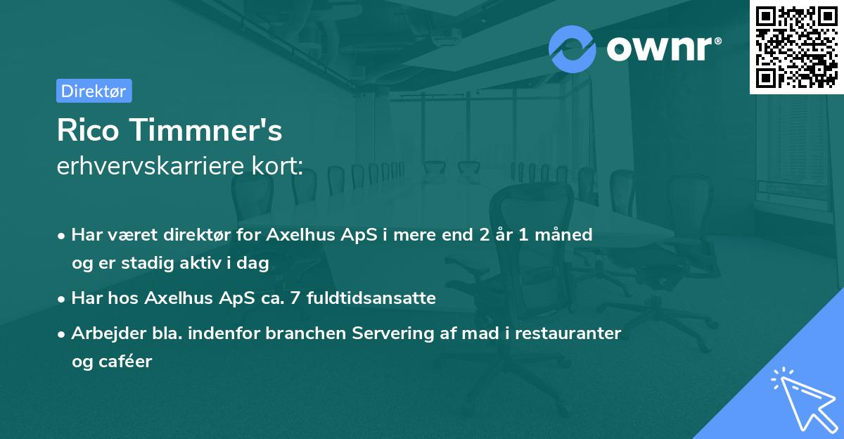 Rico Timmner's erhvervskarriere kort