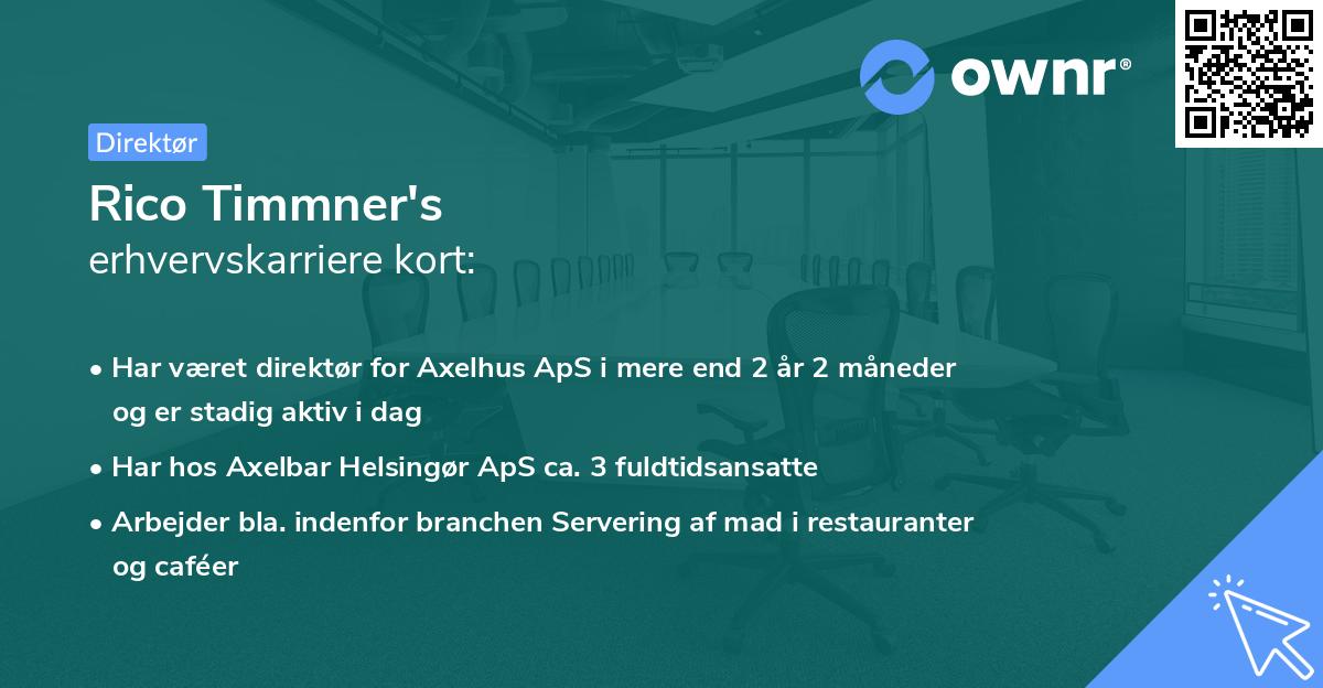 Rico Timmner's erhvervskarriere kort