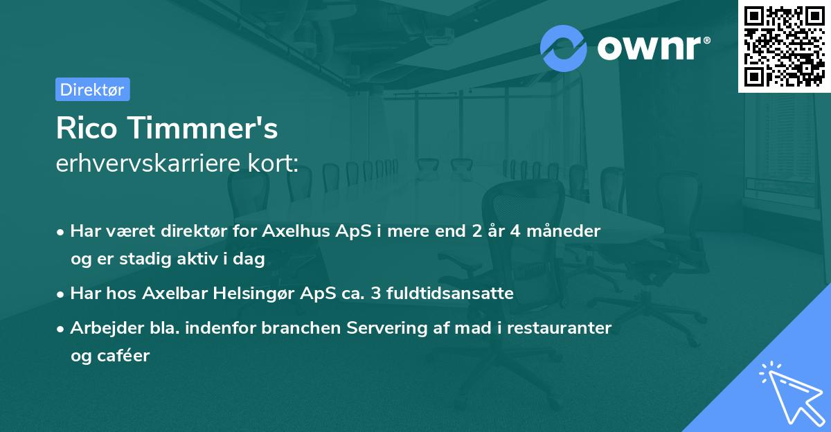 Rico Timmner's erhvervskarriere kort