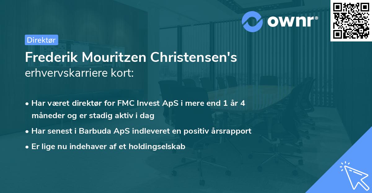 Frederik Mouritzen Christensen's erhvervskarriere kort