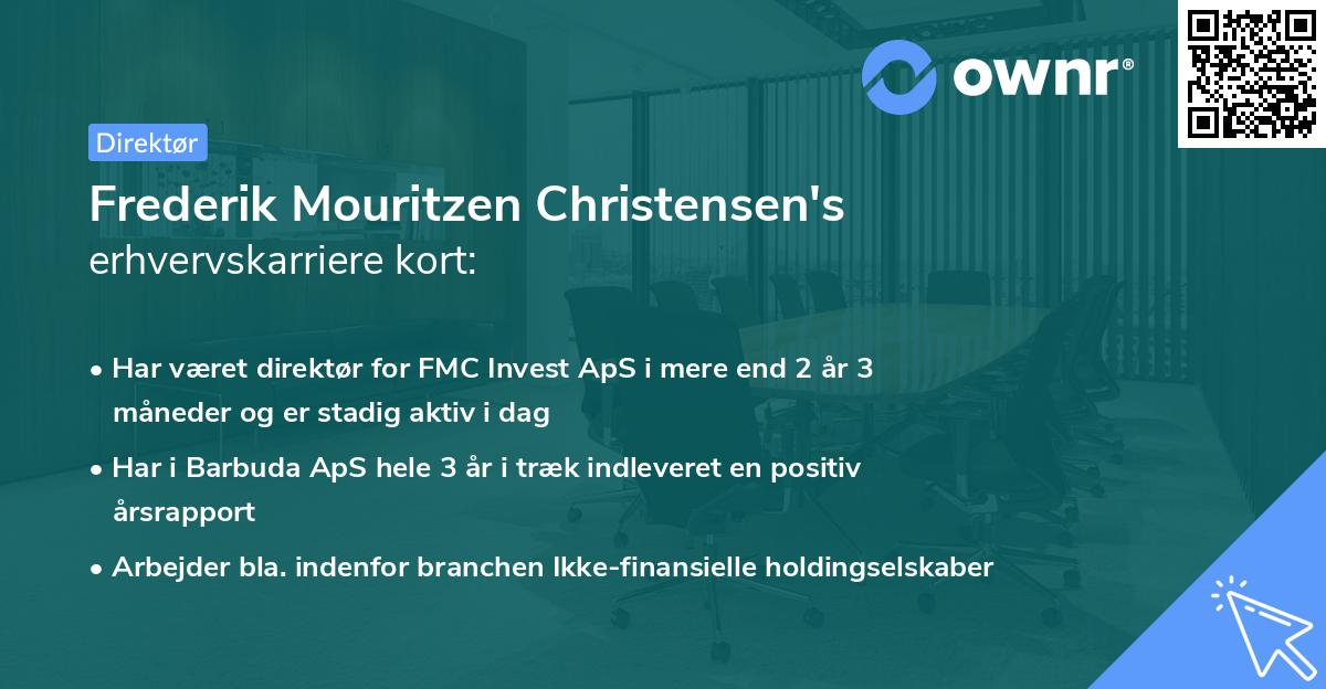 Frederik Mouritzen Christensen's erhvervskarriere kort