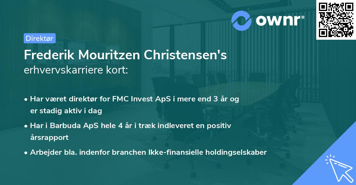 Frederik Mouritzen Christensen's erhvervskarriere kort