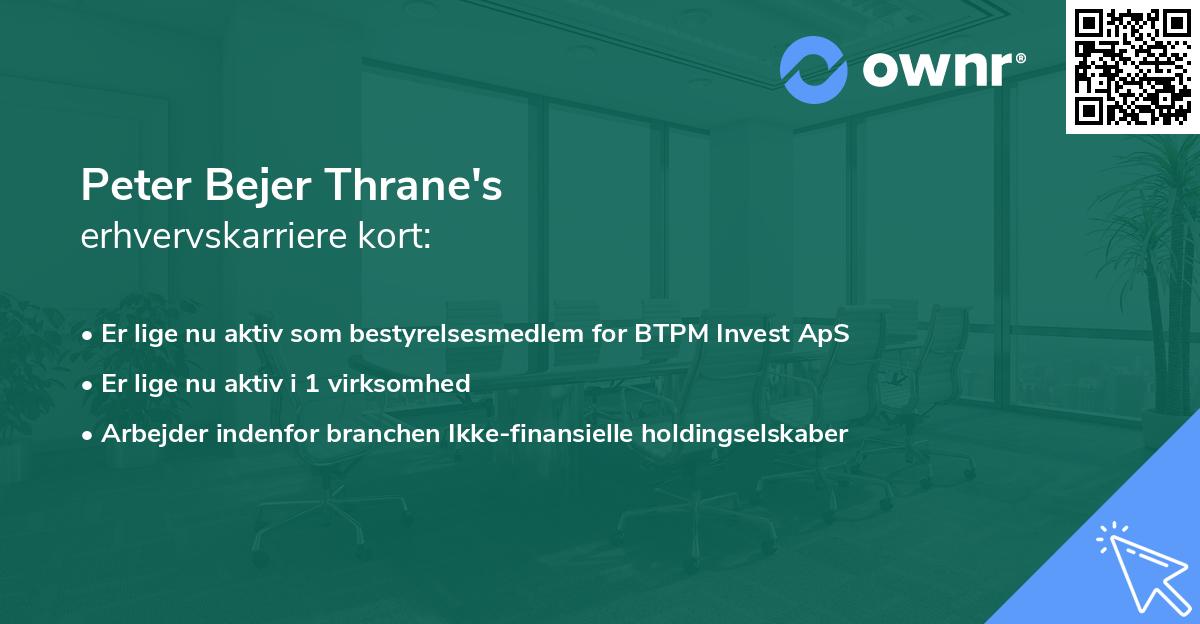 Peter Bejer Thrane's erhvervskarriere kort