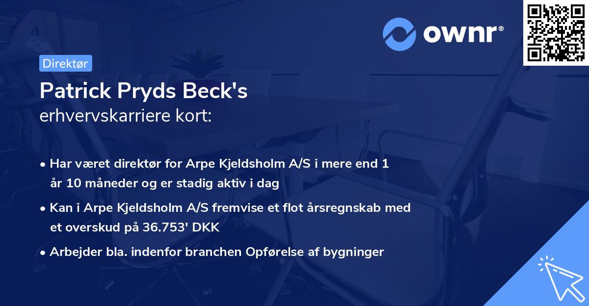 Patrick Pryds Beck's erhvervskarriere kort