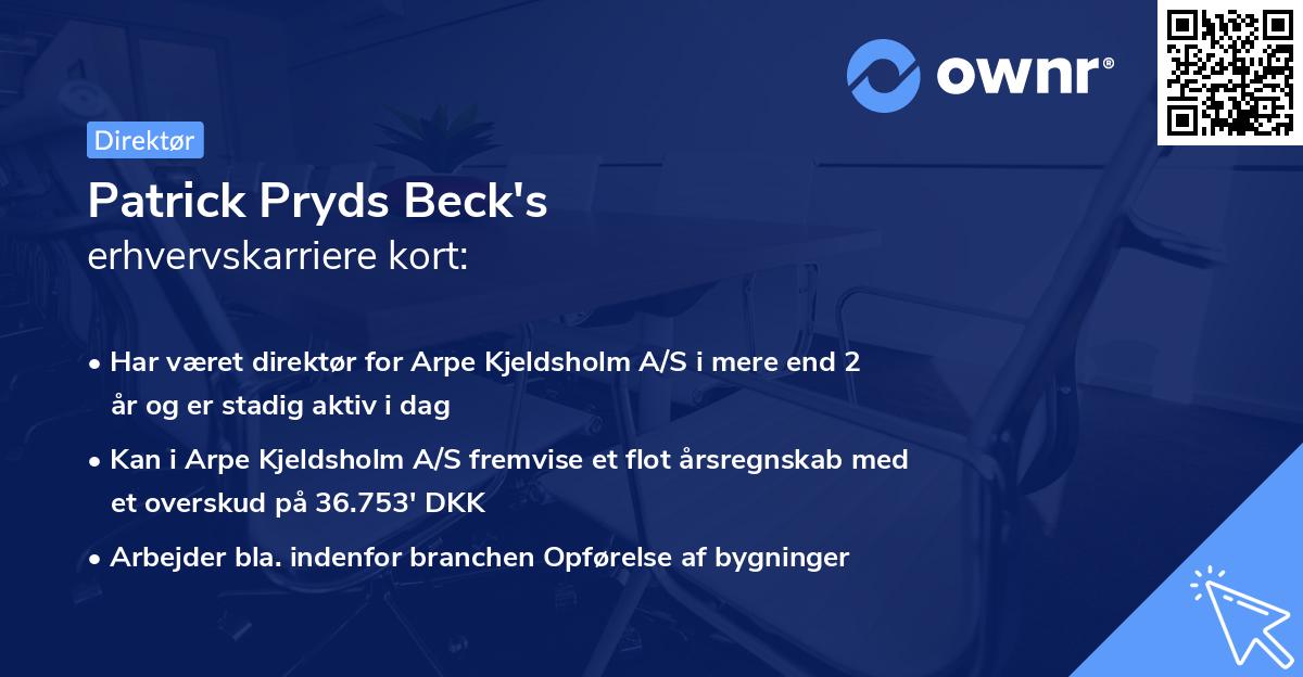 Patrick Pryds Beck's erhvervskarriere kort
