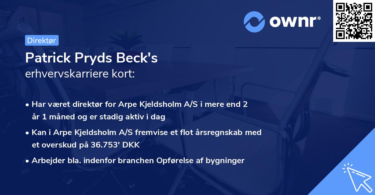 Patrick Pryds Beck's erhvervskarriere kort