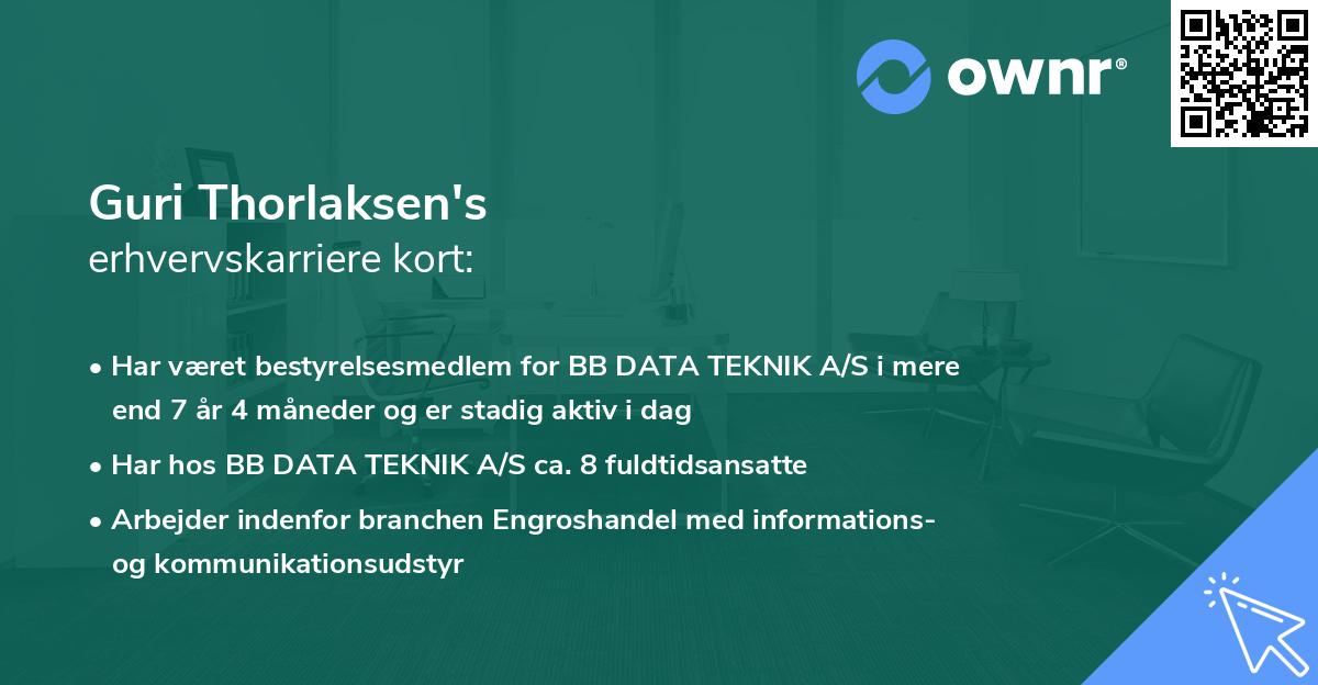 Guri Thorlaksen's erhvervskarriere kort