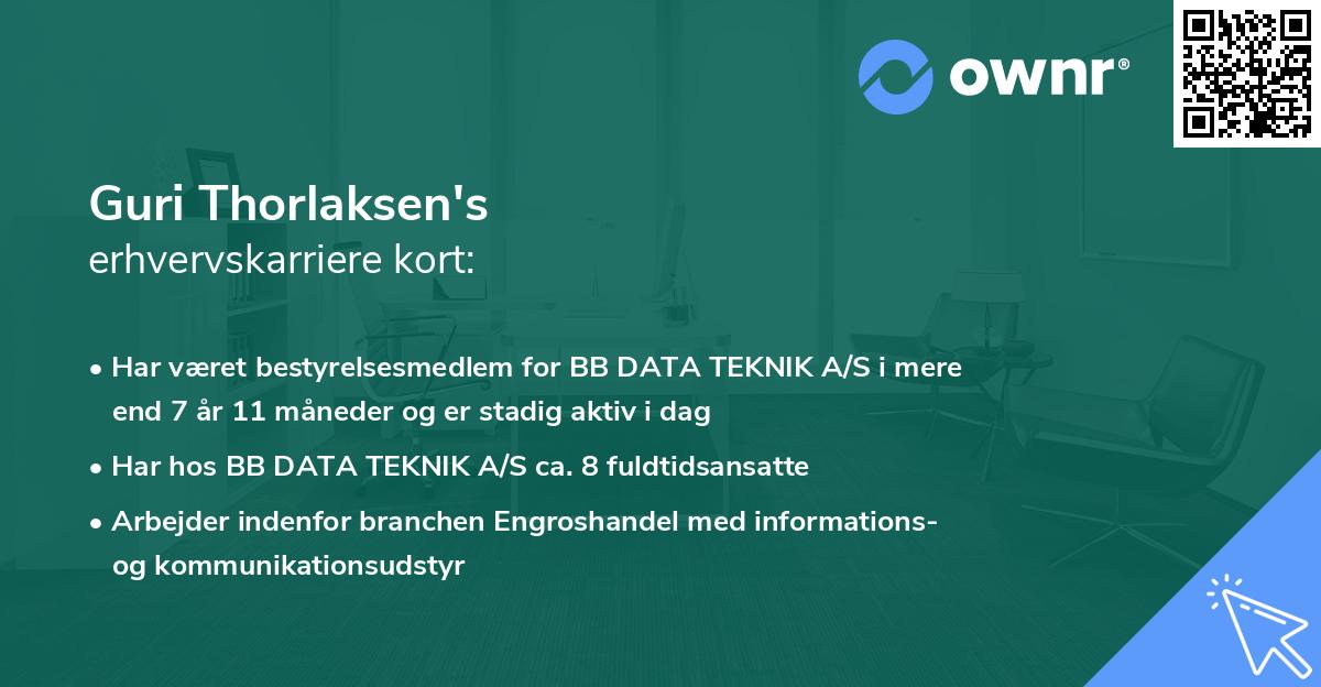 Guri Thorlaksen's erhvervskarriere kort
