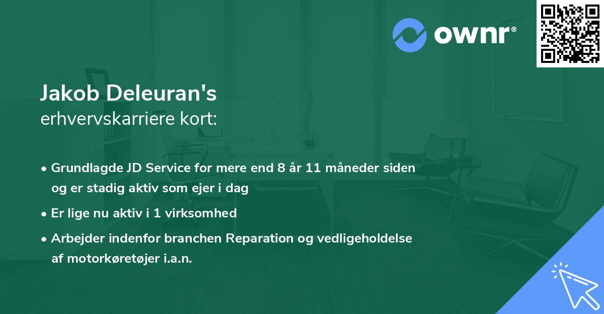 Jakob Deleuran's erhvervskarriere kort