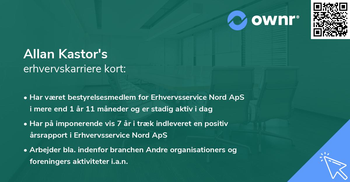 Allan Kastor's erhvervskarriere kort