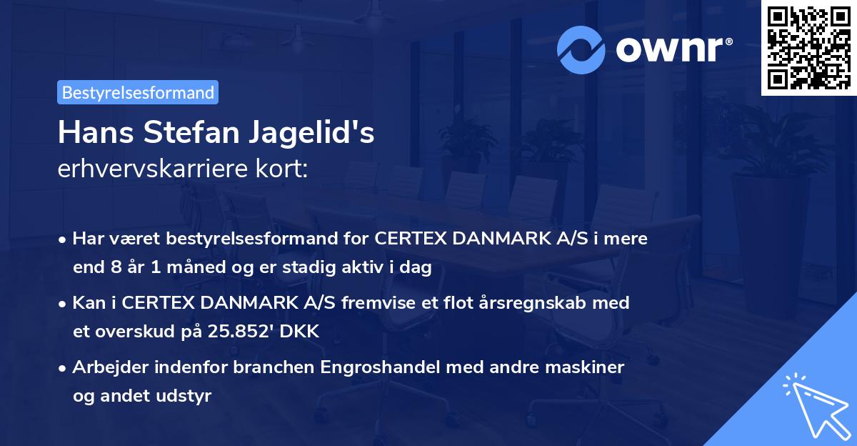 Hans Stefan Jagelid's erhvervskarriere kort