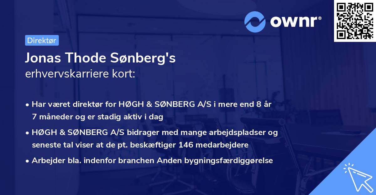Jonas Thode Sønberg's erhvervskarriere kort