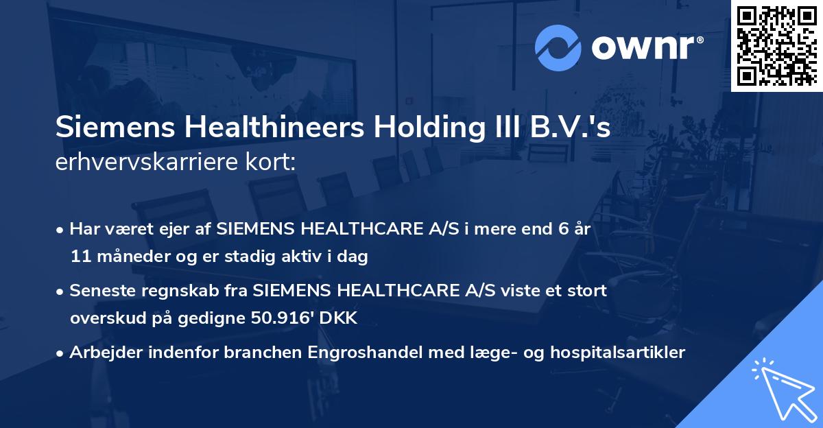 Siemens Healthineers Holding III B.V.'s erhvervskarriere kort