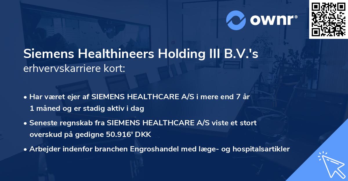 Siemens Healthineers Holding III B.V.'s erhvervskarriere kort