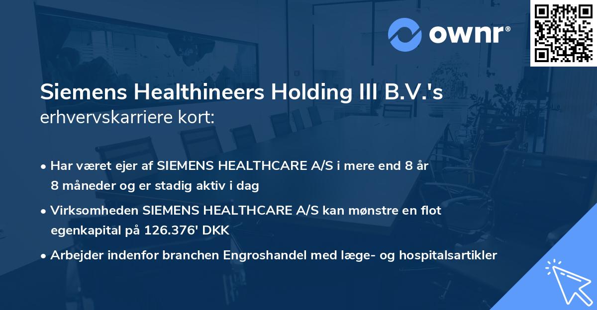 Siemens Healthineers Holding III B.V.'s erhvervskarriere kort