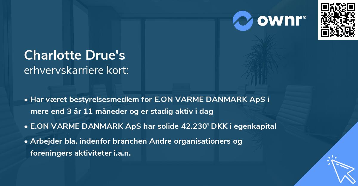 Charlotte Drue's erhvervskarriere kort