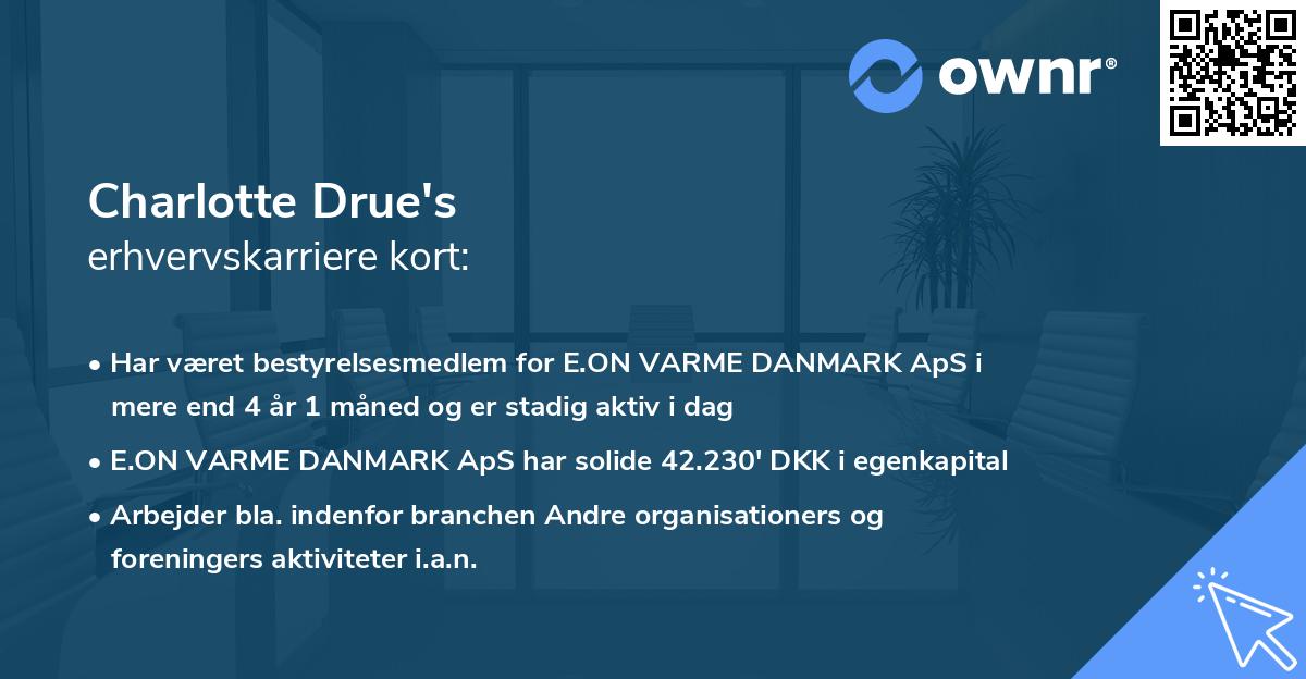 Charlotte Drue's erhvervskarriere kort