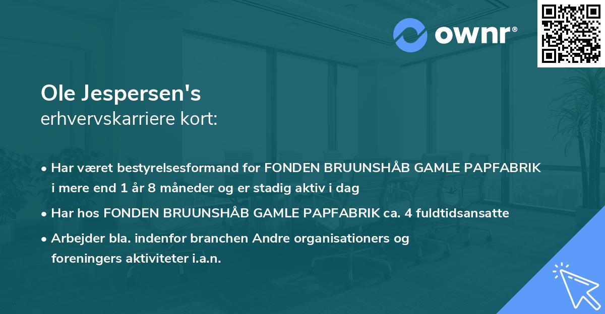 Ole Jespersen's erhvervskarriere kort