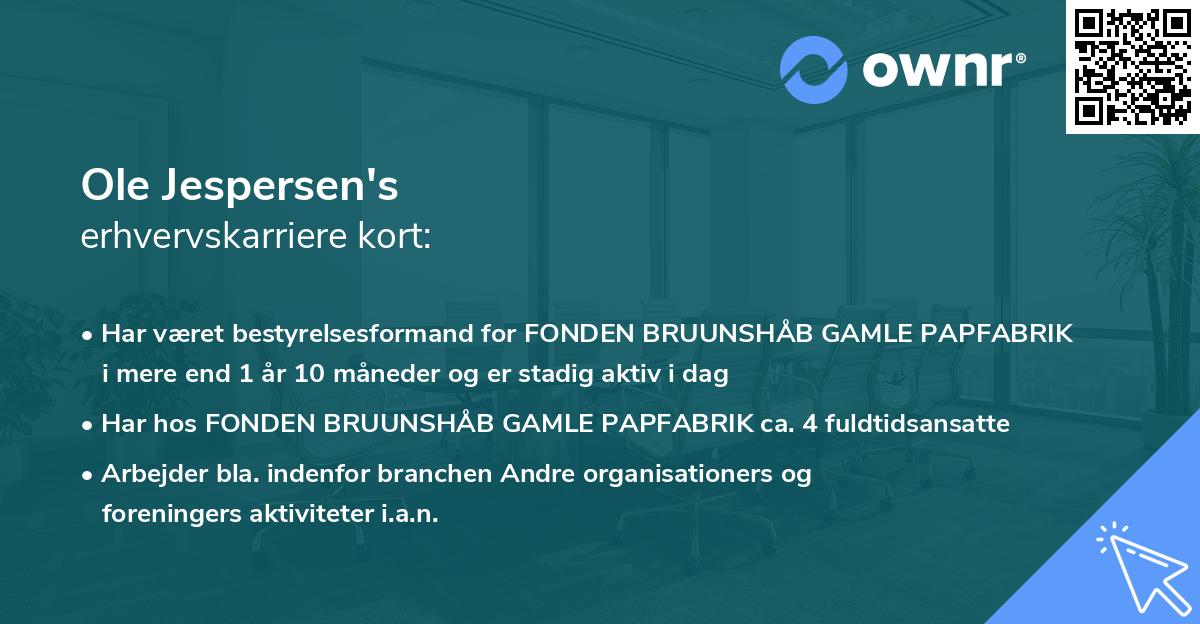 Ole Jespersen's erhvervskarriere kort