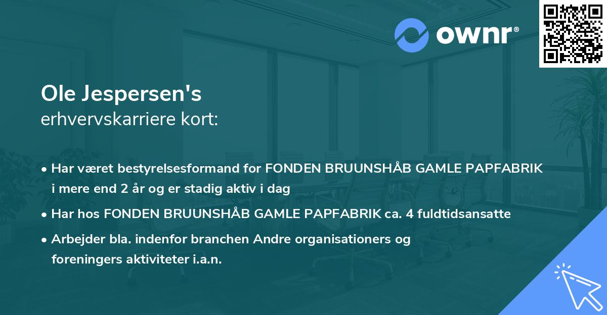 Ole Jespersen's erhvervskarriere kort