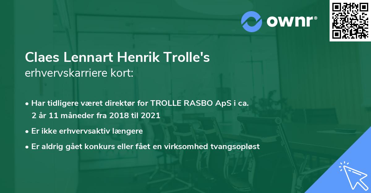 Claes Lennart Henrik Trolle's erhvervskarriere kort