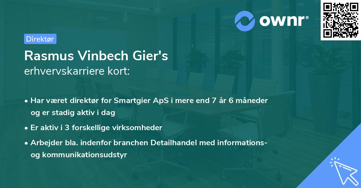 Rasmus Vinbech Gier's erhvervskarriere kort