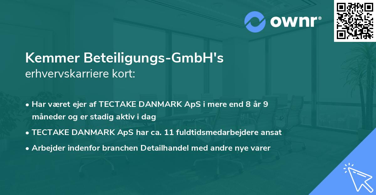 Kemmer Beteiligungs-GmbH's erhvervskarriere kort