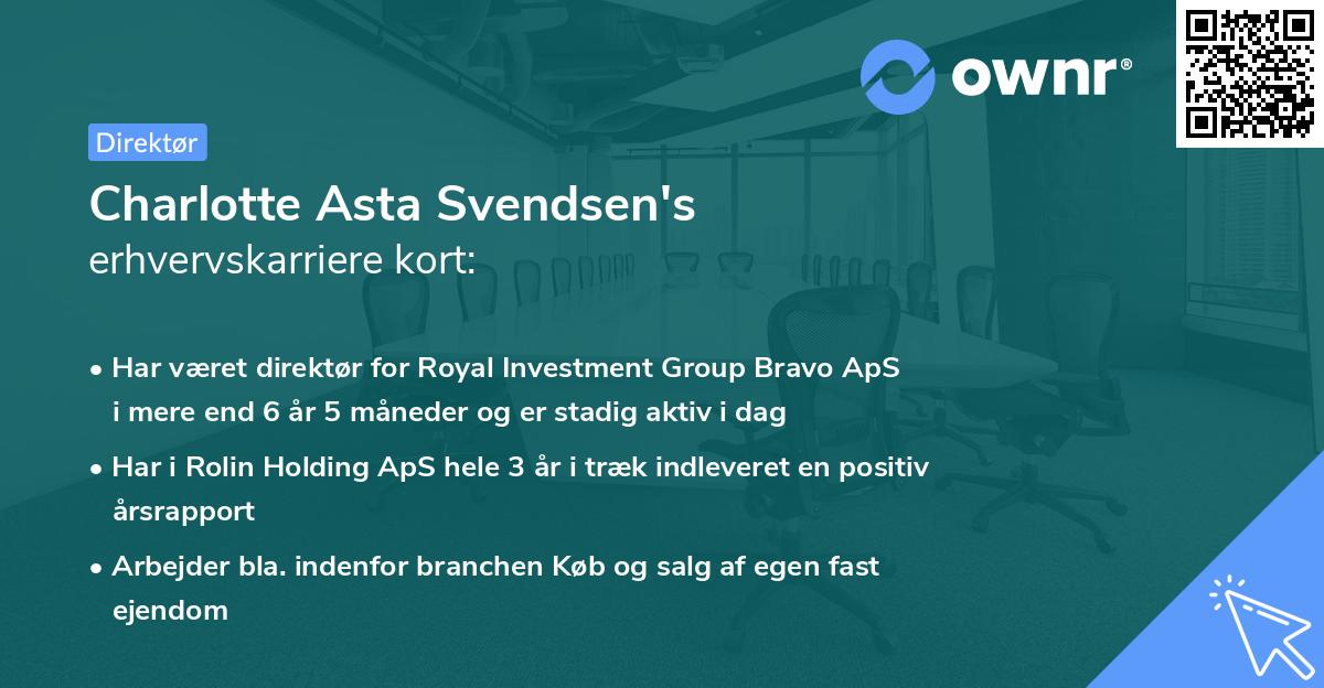 Charlotte Asta Svendsen's erhvervskarriere kort