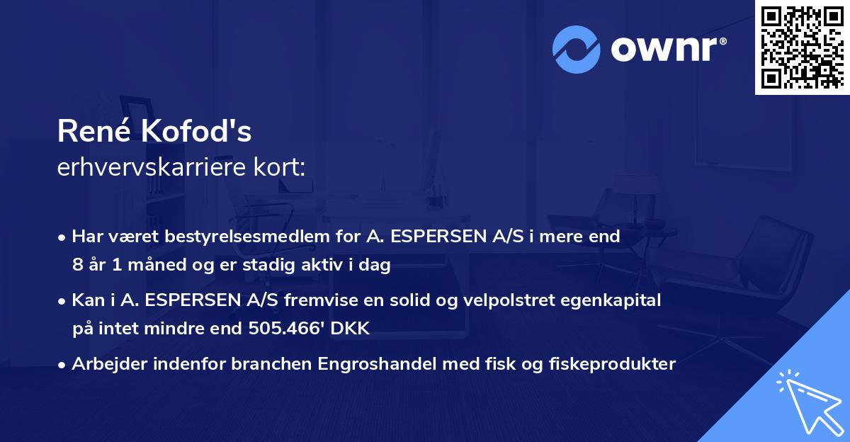 René Kofod's erhvervskarriere kort