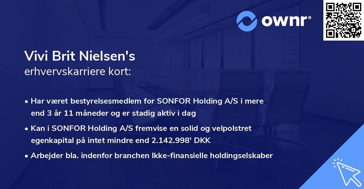 Vivi Brit Nielsen's erhvervskarriere kort