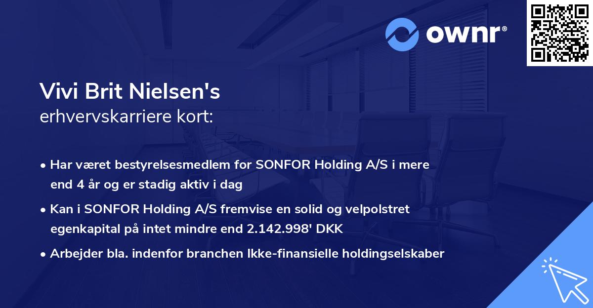 Vivi Brit Nielsen's erhvervskarriere kort