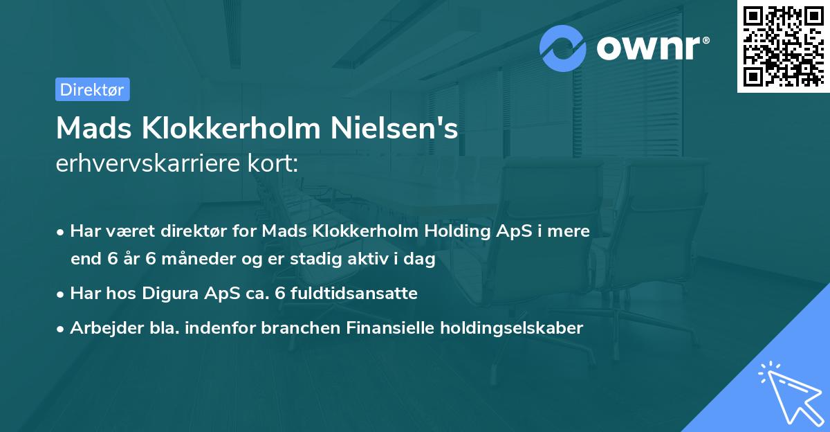 Mads Klokkerholm Nielsen's erhvervskarriere kort