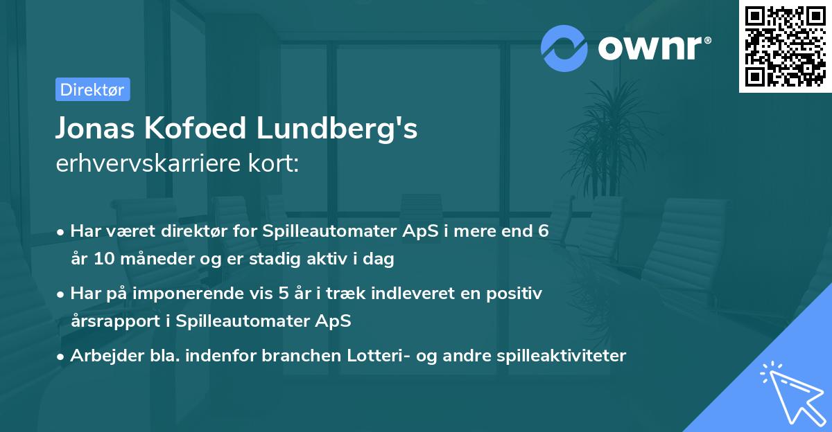 Jonas Kofoed Lundberg's erhvervskarriere kort