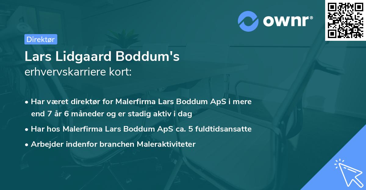Lars Lidgaard Boddum's erhvervskarriere kort