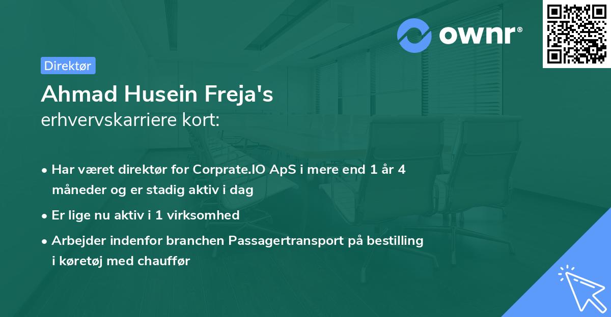 Ahmad Husein Freja's erhvervskarriere kort