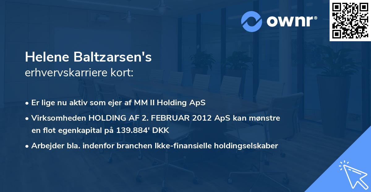 Helene Baltzarsen's erhvervskarriere kort