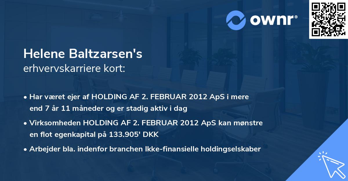 Helene Baltzarsen's erhvervskarriere kort