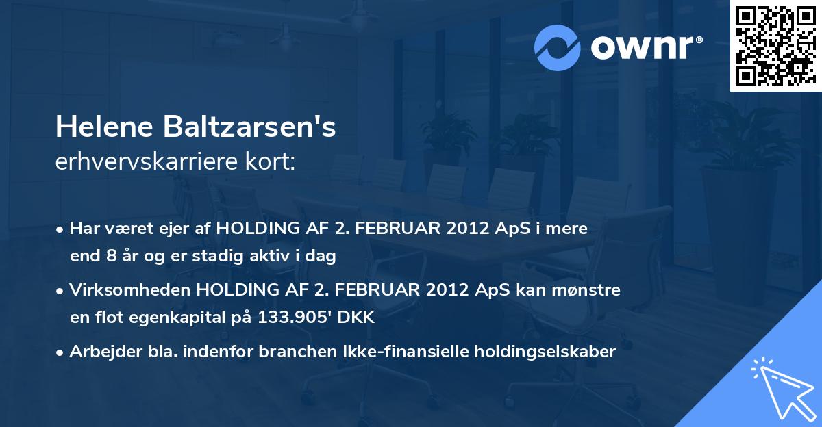 Helene Baltzarsen's erhvervskarriere kort