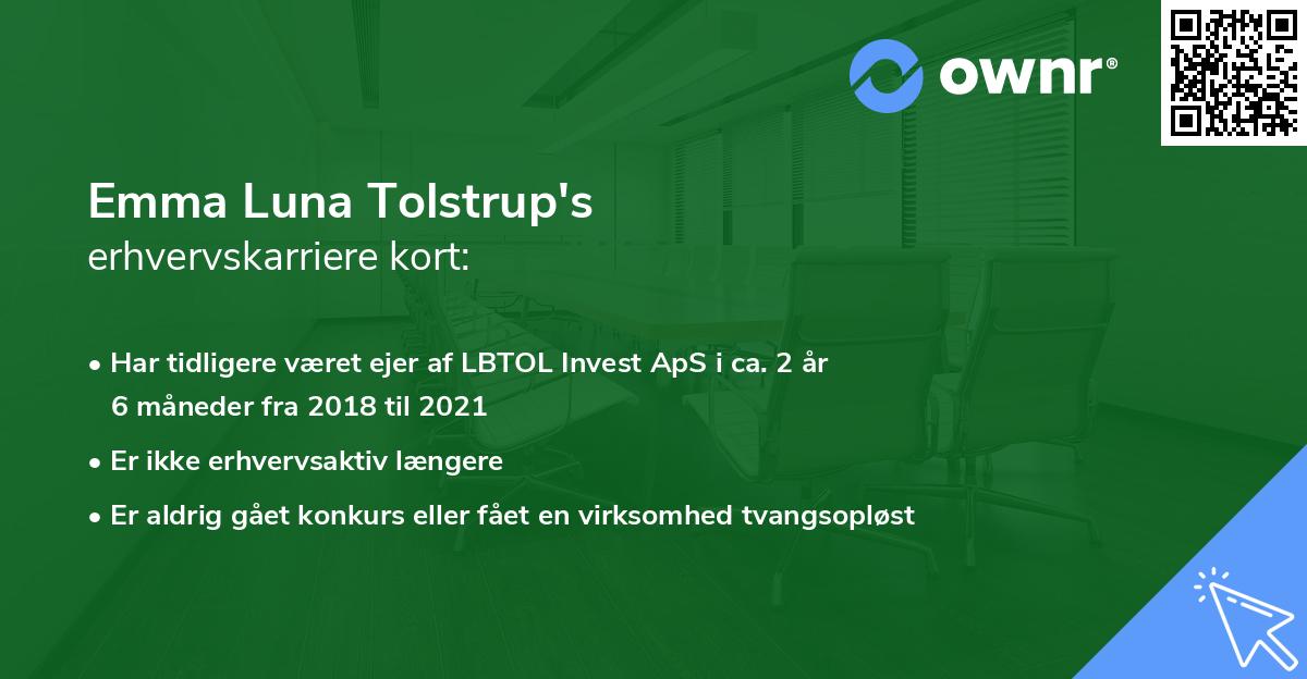 Emma Luna Tolstrup's erhvervskarriere kort
