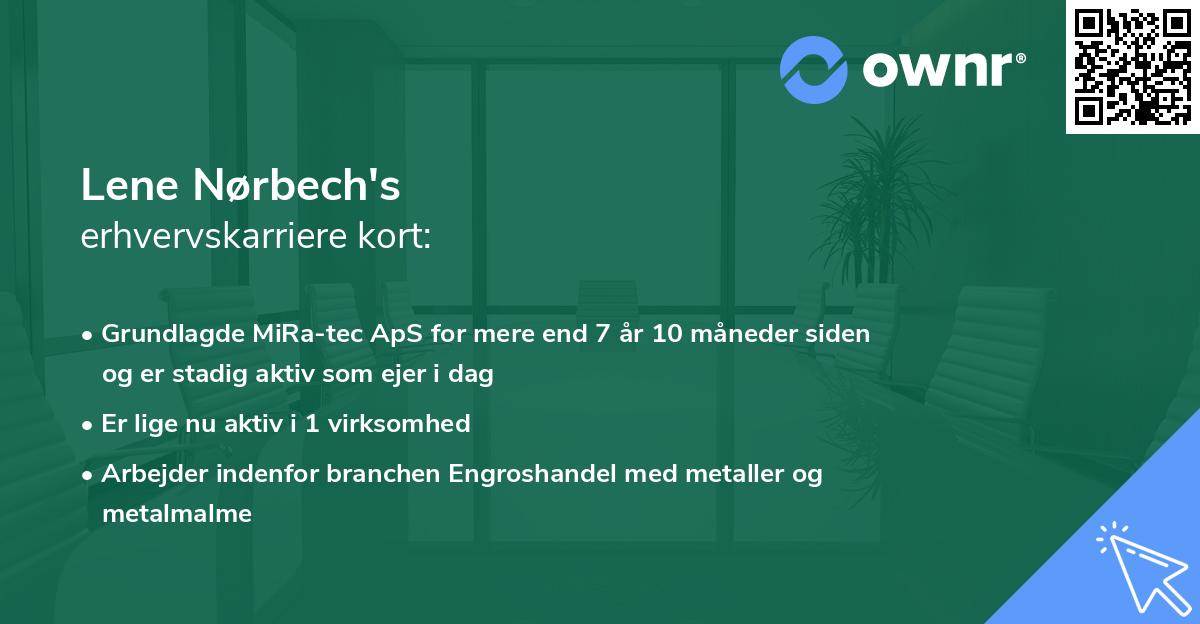 Lene Nørbech's erhvervskarriere kort