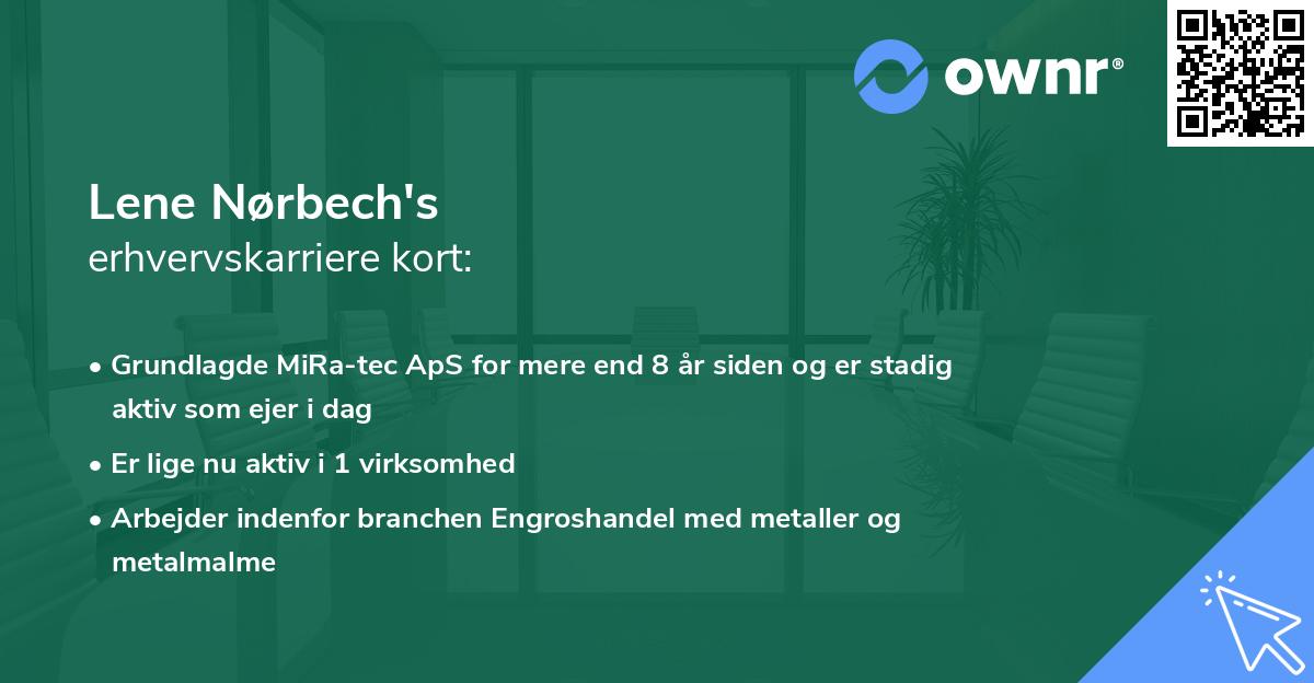 Lene Nørbech's erhvervskarriere kort