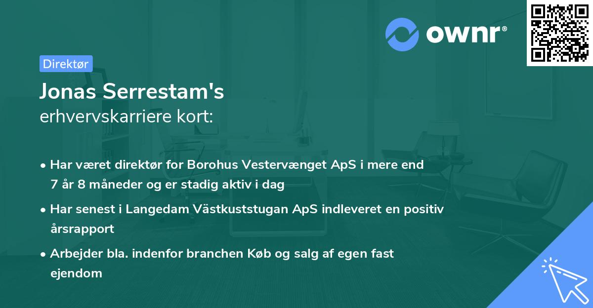 Jonas Serrestam's erhvervskarriere kort