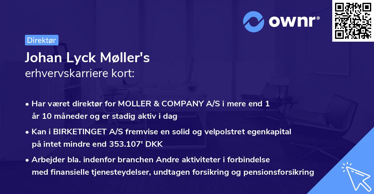 Johan Lyck Møller's erhvervskarriere kort