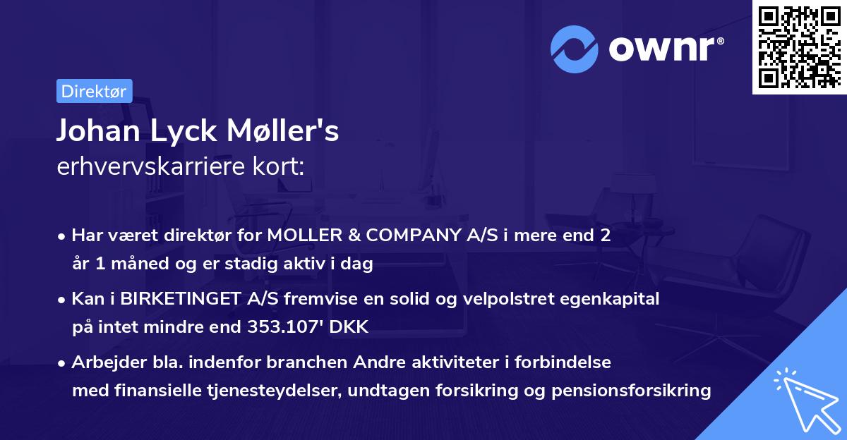 Johan Lyck Møller's erhvervskarriere kort