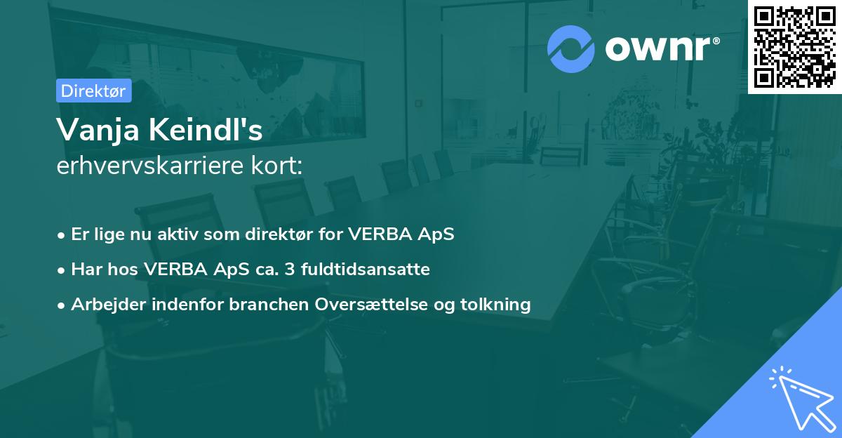 Vanja Keindl's erhvervskarriere kort