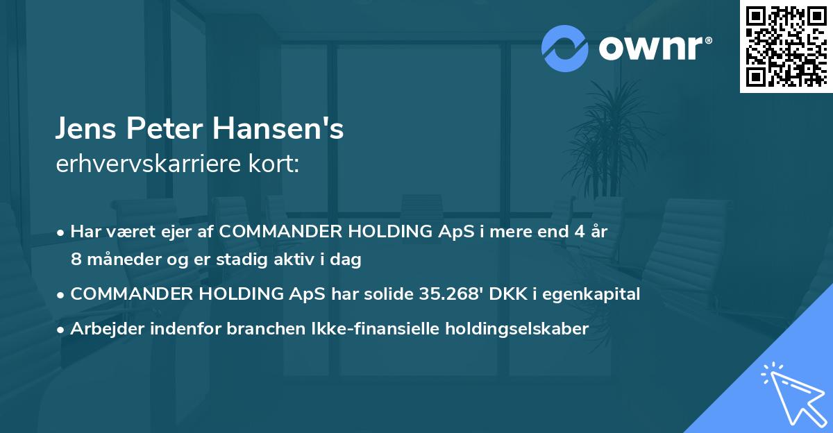 Jens Peter Hansen's erhvervskarriere kort