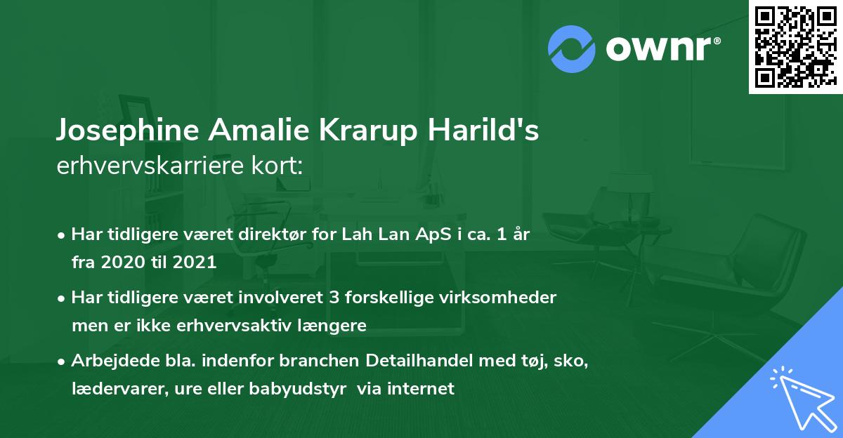 Josephine Amalie Krarup Harild's erhvervskarriere kort