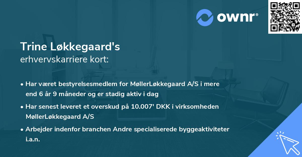 Trine Løkkegaard's erhvervskarriere kort