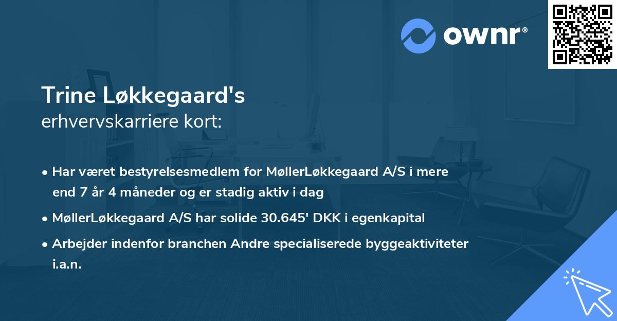 Trine Løkkegaard's erhvervskarriere kort